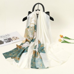 Sun-protective shawl and long silk scarf